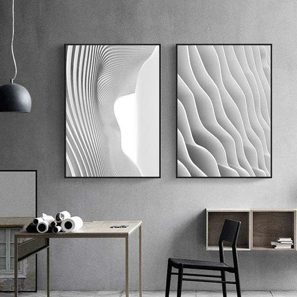 Sophisticated Nordic Monochrome Abstract Architectural Canvas - Exclusive Edition Charm - Très Elite