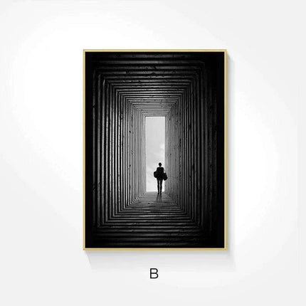 Sophisticated Nordic Monochrome Abstract Architectural Canvas - Exclusive Edition Charm - Très Elite