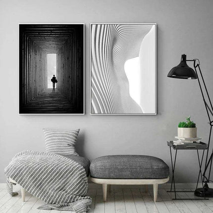 Sophisticated Nordic Monochrome Abstract Architectural Canvas - Exclusive Edition Charm - Très Elite