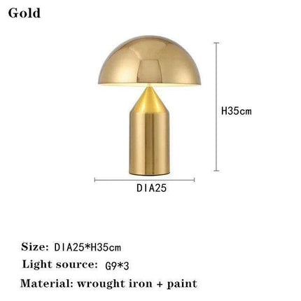 Sophisticated Nordic Mushroom LED Lamp with Gold Accents - Modern Illumination for Home and Office - Très Elite