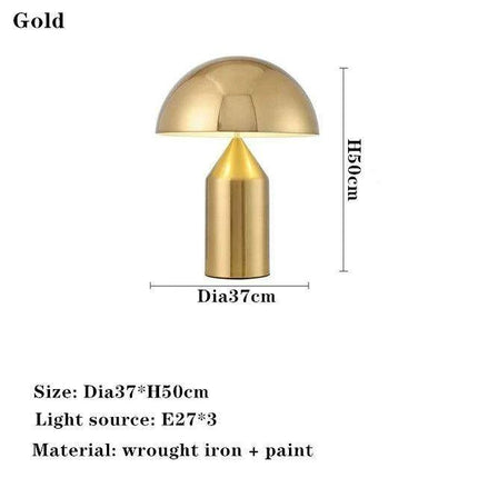 Sophisticated Nordic Mushroom LED Lamp with Gold Accents - Modern Illumination for Home and Office - Très Elite