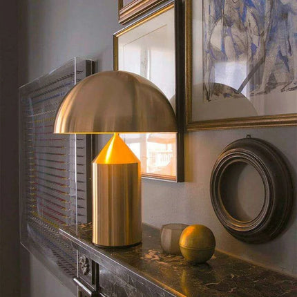 Sophisticated Nordic Mushroom LED Lamp with Gold Accents - Modern Illumination for Home and Office - Très Elite