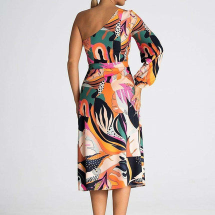 Sophisticated One-Shoulder Flare Cocktail Dress - Très Elite