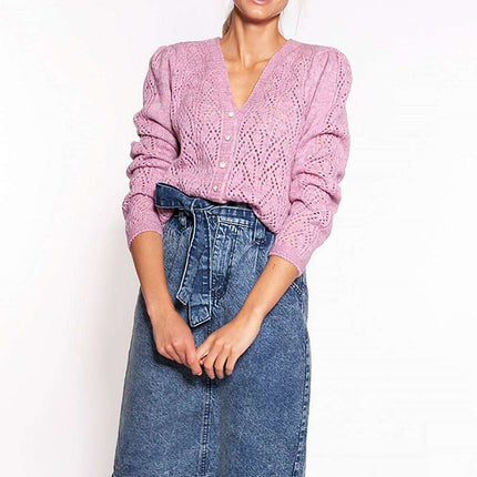 Sophisticated Openwork Knit Cardigan by MKM