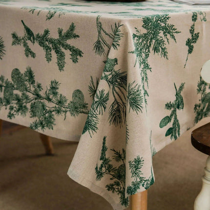 Sophisticated Pine Cone Design Cotton Linen Table Cover for Dining and Kitchen - Très Elite