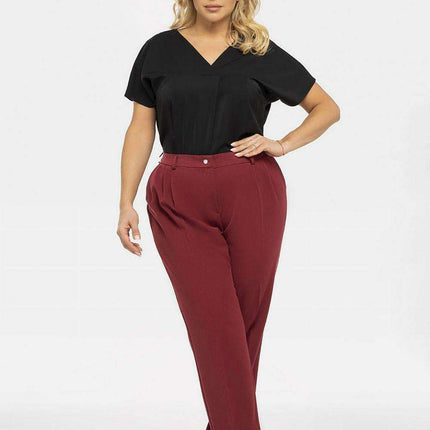 Sophisticated Plus Size Pleated Trousers - Karko Pablo Pants for Modern Professionals