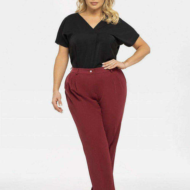 Sophisticated Plus Size Pleated Trousers - Karko Pablo Pants for Modern Professionals