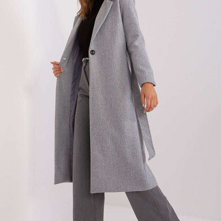 Sophisticated Polyester Overcoat with Stylish Tie Belt for Effortless Elegance - Très Elite