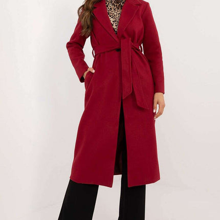 Sophisticated Polyester Overcoat with Stylish Tie Belt for Effortless Elegance