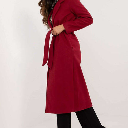 Sophisticated Polyester Overcoat with Stylish Tie Belt for Effortless Elegance - Très Elite