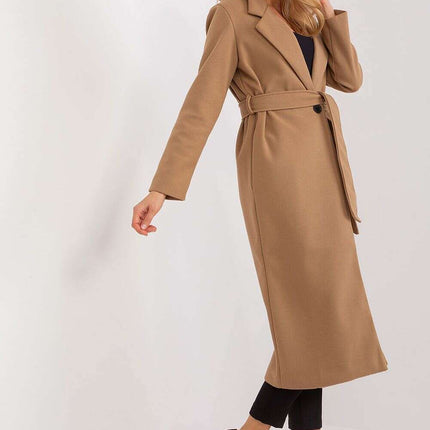Sophisticated Polyester Overcoat with Stylish Tie Belt for Effortless Elegance - Très Elite