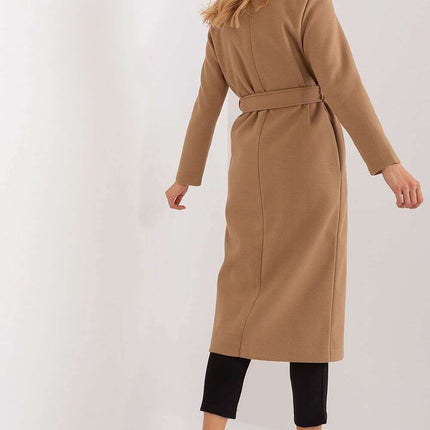 Sophisticated Polyester Overcoat with Stylish Tie Belt for Effortless Elegance - Très Elite