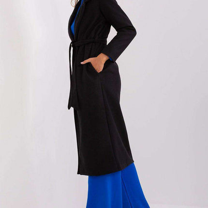 Sophisticated Polyester Overcoat with Stylish Tie Belt for Effortless Elegance - Très Elite