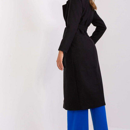 Sophisticated Polyester Overcoat with Stylish Tie Belt for Effortless Elegance - Très Elite
