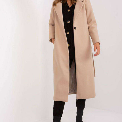Sophisticated Polyester Overcoat with Stylish Tie Belt for Effortless Elegance