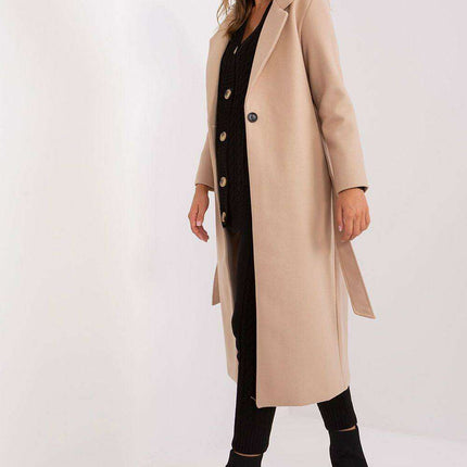 Sophisticated Polyester Overcoat with Stylish Tie Belt for Effortless Elegance - Très Elite