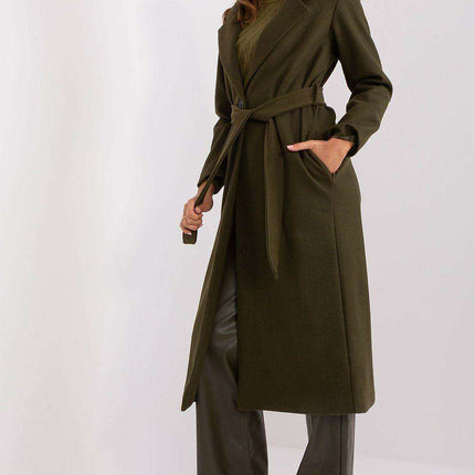 Sophisticated Polyester Overcoat with Stylish Tie Belt for Effortless Elegance - Très Elite