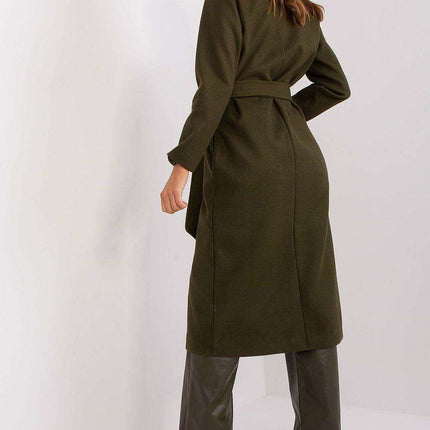 Sophisticated Polyester Overcoat with Stylish Tie Belt for Effortless Elegance - Très Elite