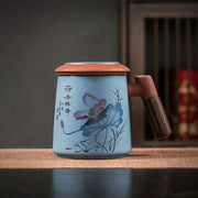 Sophisticated Purple Clay Travel Tea Mug Set with Infuser and Lid - 400ml for Office and Leisure - Très Elite