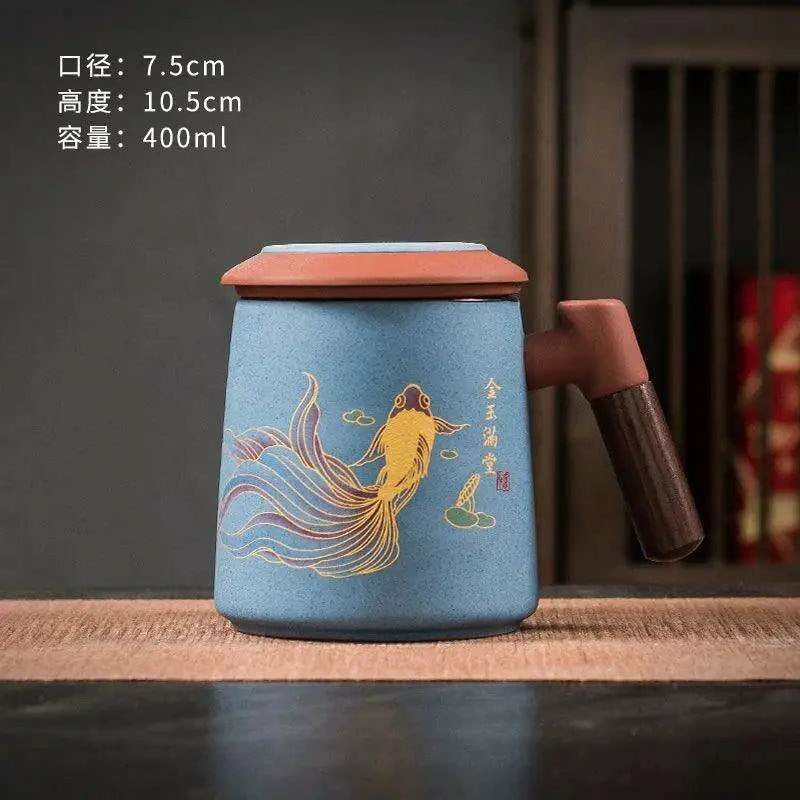 Sophisticated Purple Clay Travel Tea Mug Set with Infuser and Lid - 400ml for Office and Leisure - Très Elite