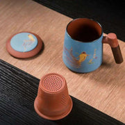 Sophisticated Purple Clay Travel Tea Mug Set with Infuser and Lid - 400ml for Office and Leisure - Très Elite