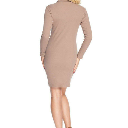 Sophisticated Ribbed Cotton Turtleneck Midi Dress - Très Elite