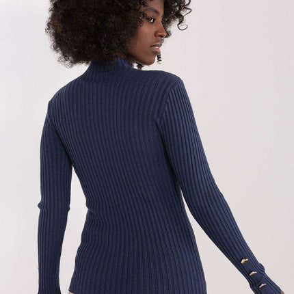 Sophisticated Ribbed Sweater with Elegant Stand-Up Collar for Every Occasion - Très Elite