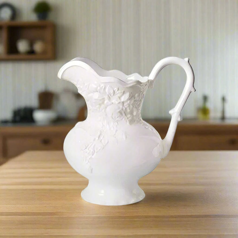 Sophisticated Rose-Embossed Ceramic Coffee Mug Set with Matching Plates and Bowls - Très Elite