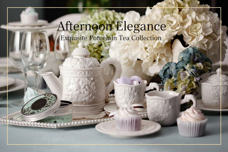 Sophisticated Rose-Embossed Ceramic Coffee Mug Set with Matching Plates and Bowls - Très Elite