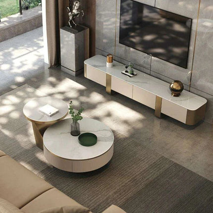 Sophisticated Round Coffee Table with Hidden Storage and Chic Design - Très Elite