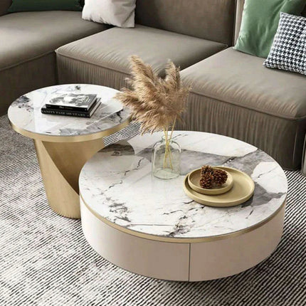 Sophisticated Round Coffee Table with Hidden Storage and Chic Design - Très Elite