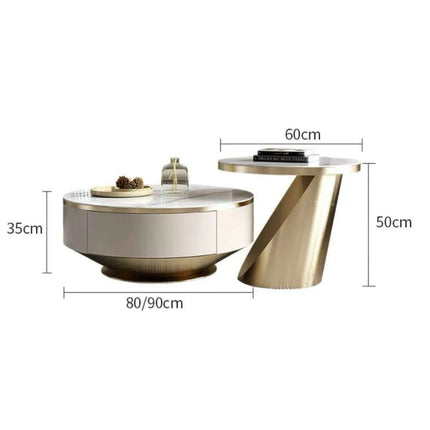 Sophisticated Round Coffee Table with Hidden Storage and Chic Design - Très Elite