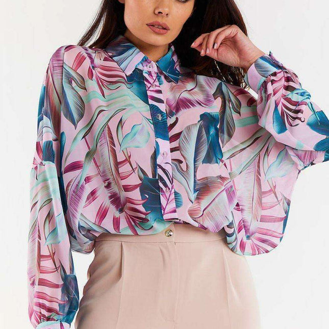 Sophisticated Ruffled Sleeve Chiffon Top