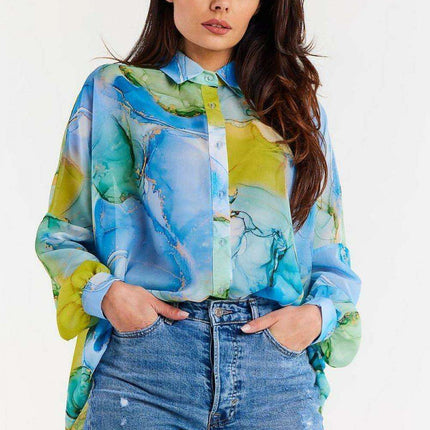 Sophisticated Ruffled Sleeve Chiffon Top