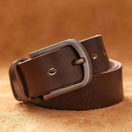 Sophisticated Rustic Brown Leather Cowboy Belt for Men - Genuine Top Cowhide Fashion Essential - Très Elite