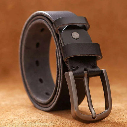 Sophisticated Rustic Brown Leather Cowboy Belt for Men - Genuine Top Cowhide Fashion Essential - Très Elite