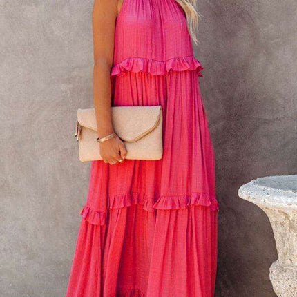 Sophisticated Sleeveless A-Line Maxi Dress in Luxurious Polyester - A Must-Have for Women- Très Elite- Très Elite