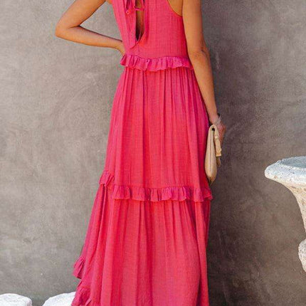 Sophisticated Sleeveless A-Line Maxi Dress in Luxurious Polyester - A Must-Have for Women- Très Elite- Très Elite