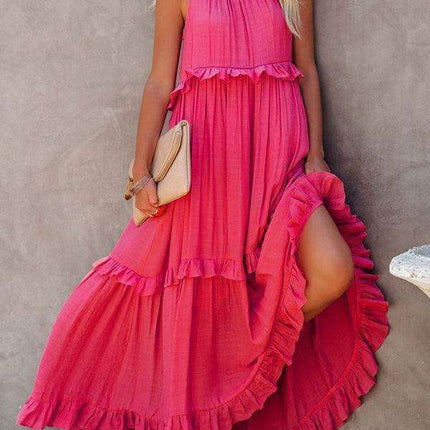 Sophisticated Sleeveless A-Line Maxi Dress in Luxurious Polyester - A Must-Have for Women- Très Elite- Très Elite