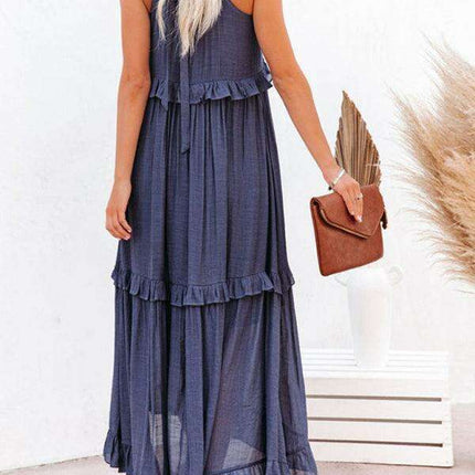 Sophisticated Sleeveless A-Line Maxi Dress in Luxurious Polyester - A Must-Have for Women- Très Elite- Très Elite