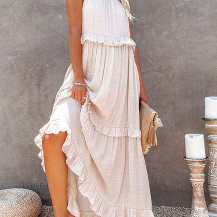 Sophisticated Sleeveless A-Line Maxi Dress in Luxurious Polyester - A Must-Have for Women- Très Elite- Très Elite