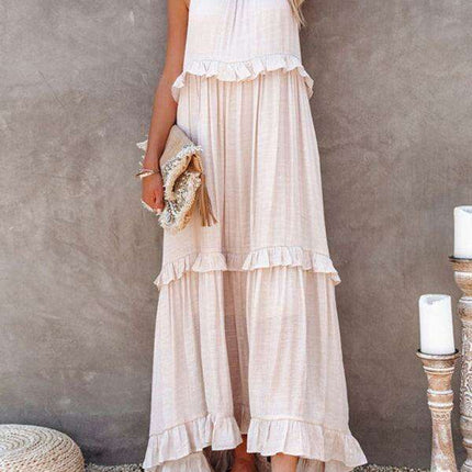 Sophisticated Sleeveless A-Line Maxi Dress in Luxurious Polyester - A Must-Have for Women- Très Elite- Très Elite