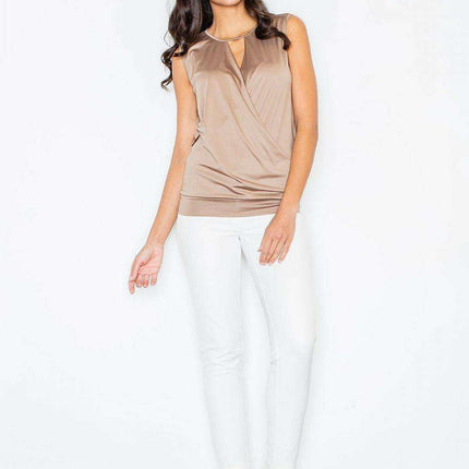 Sophisticated Sleeveless Blouse with Captivating Cut-Out - Figl Model 43866