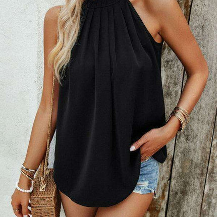 Sophisticated Sleeveless Polyester Top - A Must-Have for Spring and Summer Fashion - Très Elite