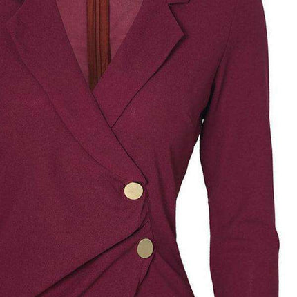 Sophisticated Slim-Fit Suit Dress for Women with Chic Lapel Detail - Très Elite