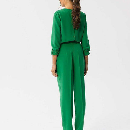 Sophisticated Slit Neck Jumpsuit with Stylish Accents - Très Elite