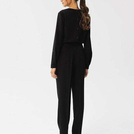 Sophisticated Slit Neck Jumpsuit with Stylish Accents - Très Elite