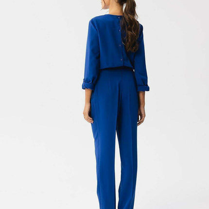 Sophisticated Slit Neck Jumpsuit with Stylish Accents - Très Elite
