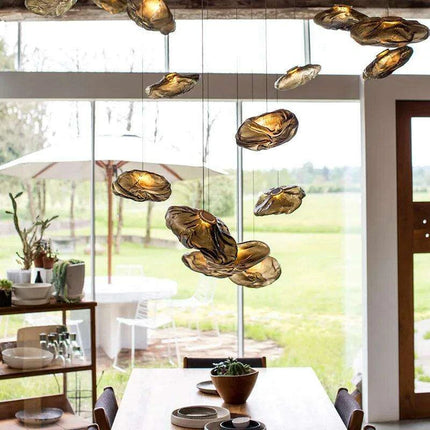 Sophisticated Smoky Grey Cloud Glass Pendant Lamp - Modern Hanging Light for Chic Home Interiors..