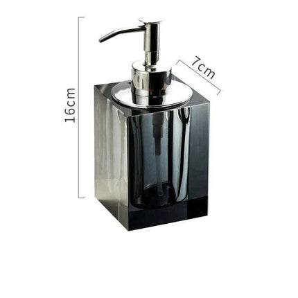 Sophisticated Square Hotel Glass Soap Dispenser with Polished Silver Pump for Contemporary Bathrooms - Très Elite- Très Elite